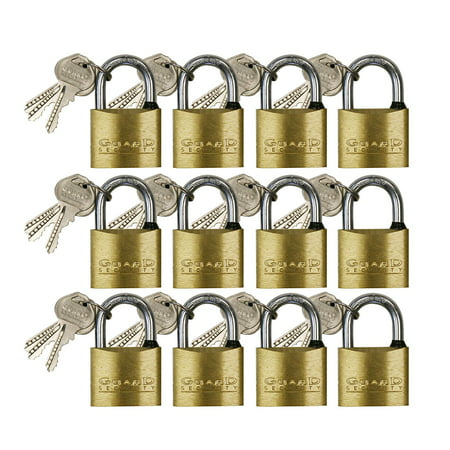 1-1/4-Inch and 1-1/2-Inch Standard Shackle 12-Pack Guard Security 620X12 Solid Brass Padlock Gang Card Assorted with 1-Inch 